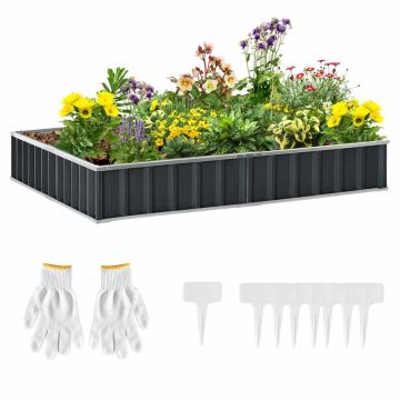 Podwyższona grządka Outsunny 258x90x30cm, kolor ciemnobrązowy/srebrny