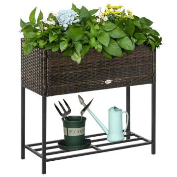 Podwyższona grządka Outsunny 70x30x70cm, brązowo-czarna