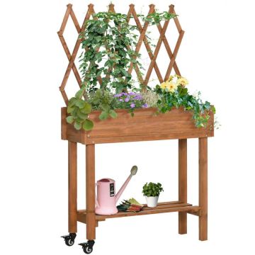 Podwyższona grządka Outsunny 79x29x130cm, brązowa