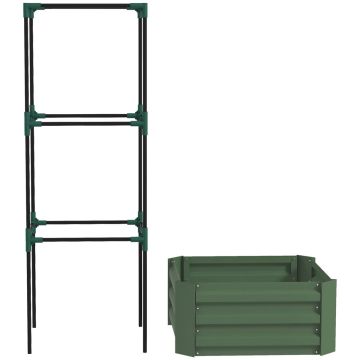 Łóżko podwyższone z listwami Outsunny 61x61x140cm, ciemnozielone/czarne