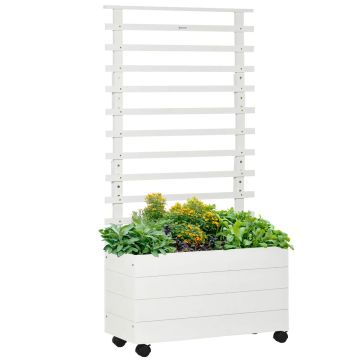 Łóżko podwyższone z listwami Outsunny 76x30x155cm, białe