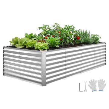 Podwyższona grządka VEVOR YJ-ZZC002, bez dna, srebrna, 240 × 62 × 120 cm