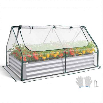 Podwyższona grządka VEVOR YJ-ZZC016, z pokrowcem, srebrna, 180 × 90 × 30 cm