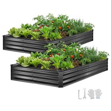 Podwyższone grządki VEVOR YJ-ZZC004, 2 szt., szare, 240 × 120 × 30 cm
