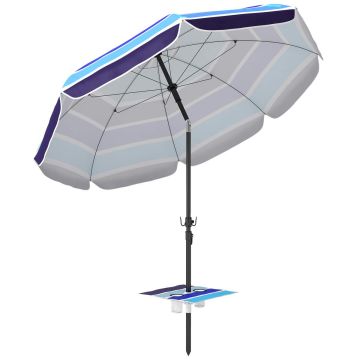 Parasol plażowy ze składanym stolikiem, Ø 198 × 214 cm