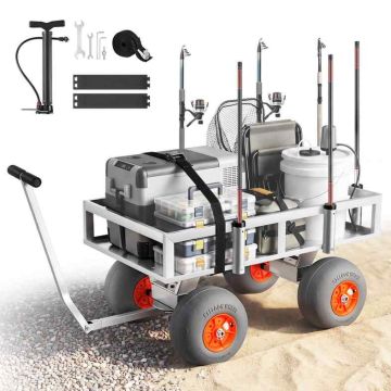 Beach fishing trolley VEVOR 30013-SIS, 6 rod holders, 112 × 65 × 20 cm