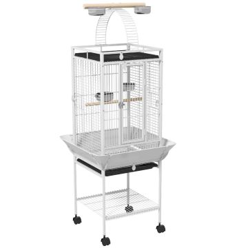 Parrot cage, 4 bowls, 62.5 × 62.5 × 156 cm