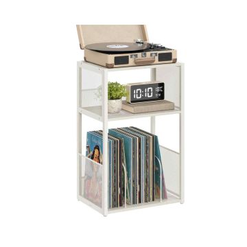 VASAGLE LET275W01 półka wolnostojąca, 3 poziomy, do 100 talerzy, biała, 43 × 69 × 30 cm