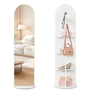 Lustro stojące SONGMICS LFM036W01, 360°, białe, Ø 45 × 163 cm