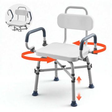 Swivel shower chair VEVOR FBL650508, With armrests and backrest, 555 × 875 × 520 mm