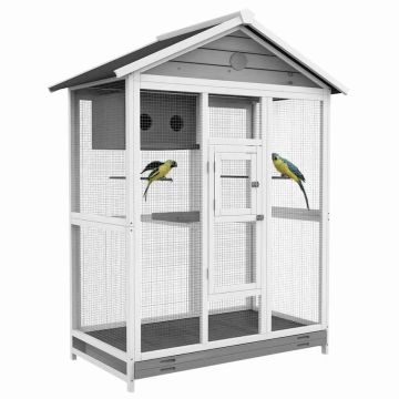 Bird cage PawHut 112x68x154cm., white/gray