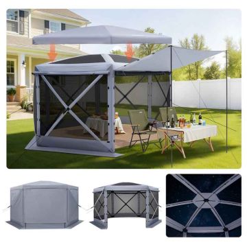 Namiot-altana VEVOR FY12X12Smoky Gray-6, 6 ścian, szary, 3,6 × 3,6 × 2,2 m