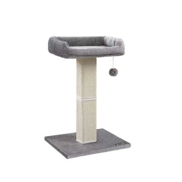 Cat scratching post with bed, 71 cm high, light gray