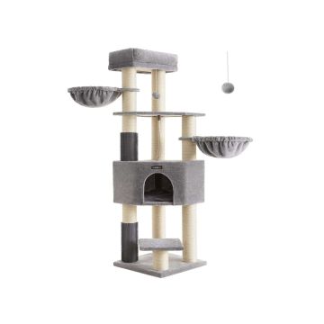 Cat scratching post 50x50x160cm., gray/beige