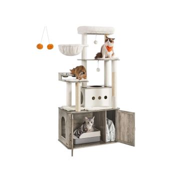 Cat scratching post 80x49x170cm., white/light brown