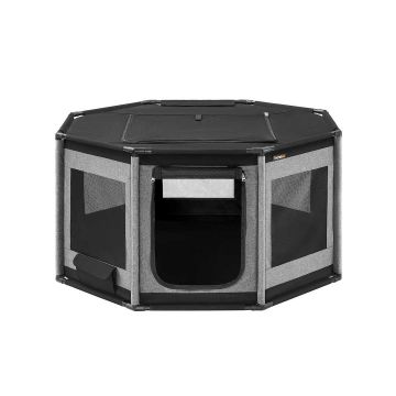 Dog playpen 112x112x62cm, grey/black