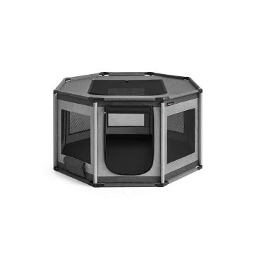 Octagonal dog playpen 112 x 112 x 62 cm, gray