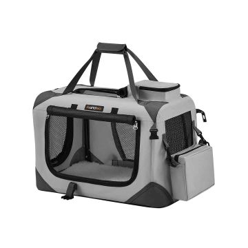 Torba transportowa dla psa 50x35x35cm, szaro-czarna