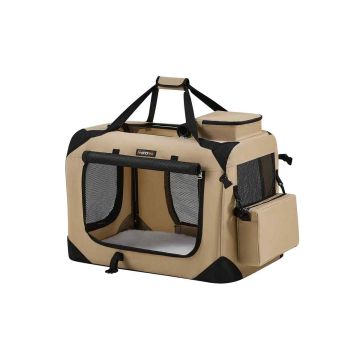 Torba transportowa dla psa 60x42x42cm, kremowo-czarna