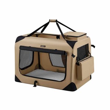 Torba transportowa dla psa 91x63x63cm, jasnobrązowa/czarna