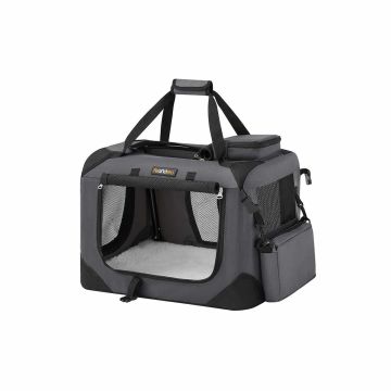 Torba transportowa dla psa 50x35x35cm, ciemnoszara/czarna