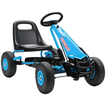 Gokart na pedały, regulowane siedzenie, niebieski, 110 × 62 × 61 cm