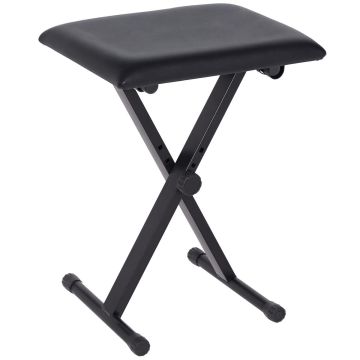 Piano bench, foldable, adjustable, Black, 39 × 37–47 × 29 cm