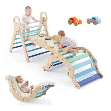 Pikler climbing set VEVOR ZYS002, 9 in 1, Blue, 195 × 59.8 × 74.5 cm