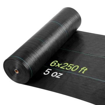 Tkanina blokująca chwasty VEVOR 6 * 250FT168, czarna, 1,8 × 76,2 m