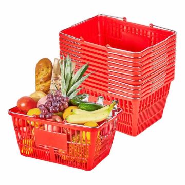 Kosze zakupowe VEVOR LB-R012-5, 12 szt., 21 l, czerwony, 44 × 48 × 33 cm