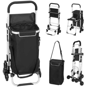 Shopping trolley, 40 l basket, foldable seat, 46 × 59.5 × 97 cm