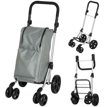 Shopping trolley, 46 l, foldable, Grey/black, 58 × 44 × 100 cm