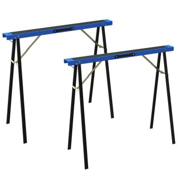 Sawhorse set, 2 pcs, Blue/black, 99.5 × 36.5 × 78.5 cm