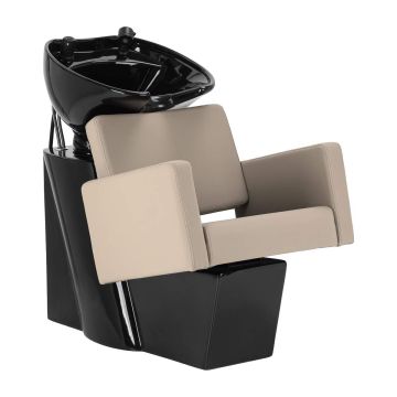 Stanowisko do mycia włosów Gabbiano Vitoria, z krzesłem ergonomicznym, czarne
