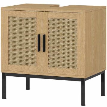 Washbasin cabinet Kleankin 60x39x60cm., light brown/black