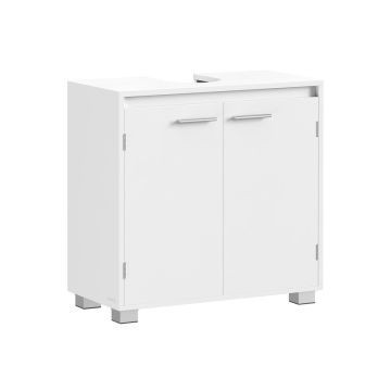 Szafka pod umywalkę VASAGLE BBK505W01, z dwiema półkami, biała, 30 × 60 × 60 cm