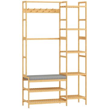 Hallway rack with shoe bench, 5 functions in one, 104 × 175 × 33 cm