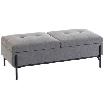 Ławka do przedpokoju ze schowkiem, 58 l, szara, 117 × 44 × 50 cm