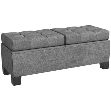 Ławka do przedpokoju ze schowkiem, szara, 116 × 47 × 41 cm