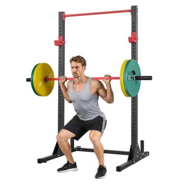 Squat rack VEVOR SJ7000F, 28 levels J-shaped hooks, 121 × 214 × 32 cm