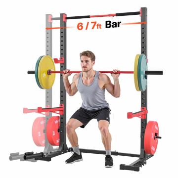 Squat rack VEVOR SJ7200F, 6 bar pegs, 120 × 19.5 × 40 cm