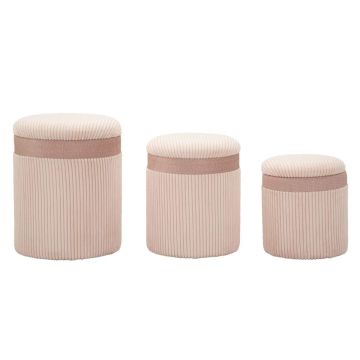 Пуфы Cortina, 3 шт, Розовый, Ø 40,5 × 49,5 см – 35 × 42 см – 31 × 38 см