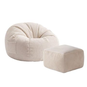 Puf Mark Adler Comfy 3.0 z podnóżkiem, beżowy, 22 × 43 × 38 cm