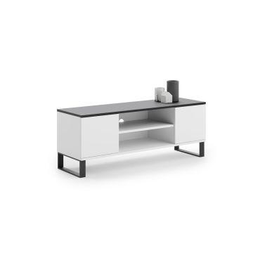 Stolik RTV Focus RTV 155x49x40 cm, biały / czarny