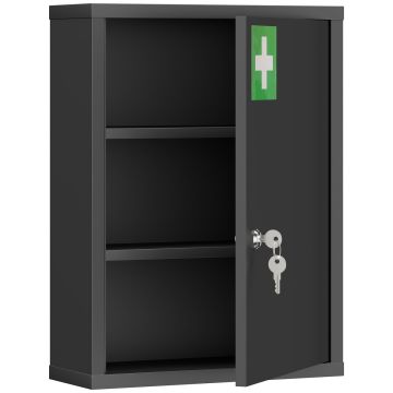 Lockable wall-mounted medicine cabinet, 3 shelves, 40 × 53.5 × 15 cm