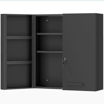 Lockable wall-mounted medicine cabinet, 6 shelves, 55 × 60 × 18 cm