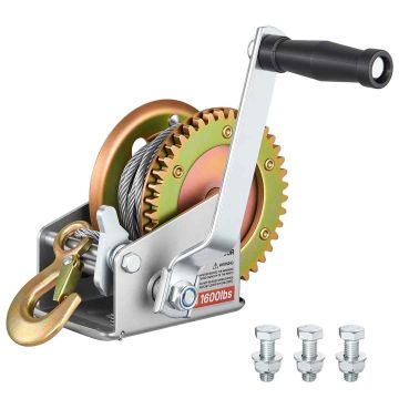 Ręczna wciągarka łodziowa VEVOR HW1200A, lina stalowa 10 m, 27,5 × 25 × 15,5 cm