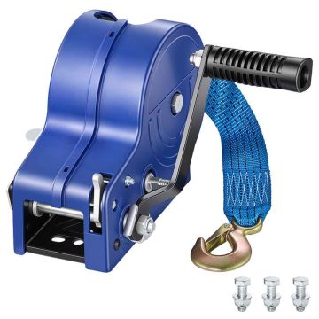 Manual boat winch VEVOR HW2500A, 1588 kg, 6.1 m strap, 310 × 270 × 200 mm