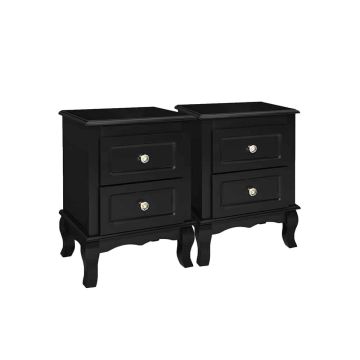 Bedside tables/cabinet set of 2, black