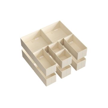 Set of 12 clothes storage boxes, beige